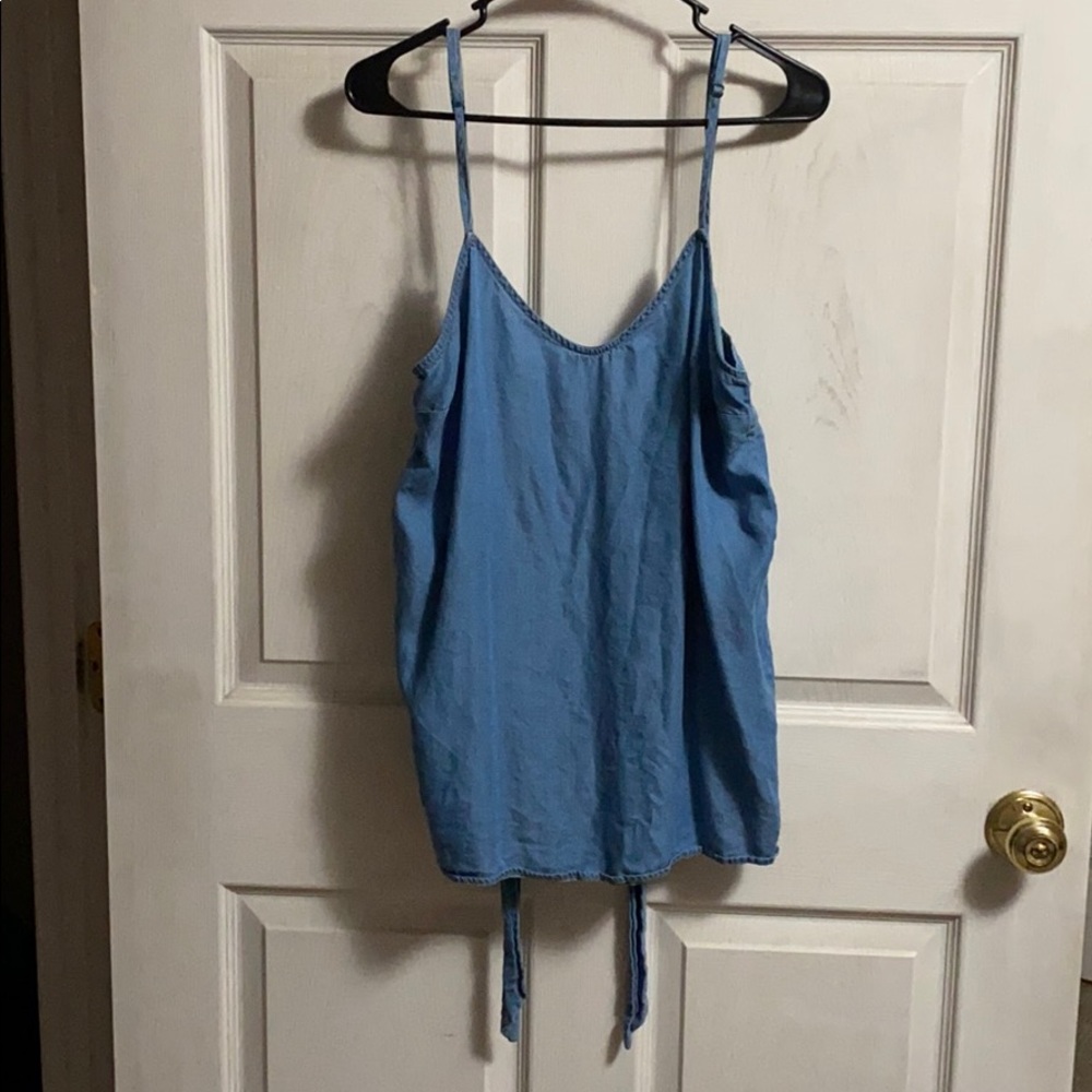 Denim tank with bow back